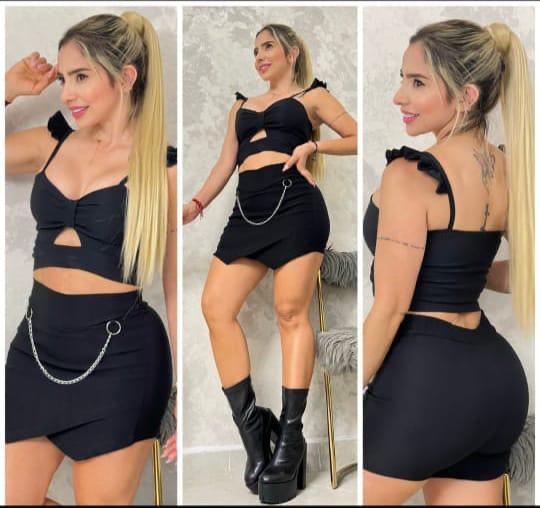 Conjunto Estilo Único: Blusa, Falda y Cadena en Una Sola Pieza Versátil 🌟 - LA MISS ELEGANCE - Moda - conjunto, Conjunto Dama, Conjunto falda blusa, Guapa, Top e Shot