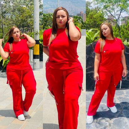 Conjunto Cargo Pantalona y Cropped Largo Miss Delux: Elegancia y Confort para Todas las Ocasiones 💖 - LA MISS ELEGANCE - Moda - conjunto