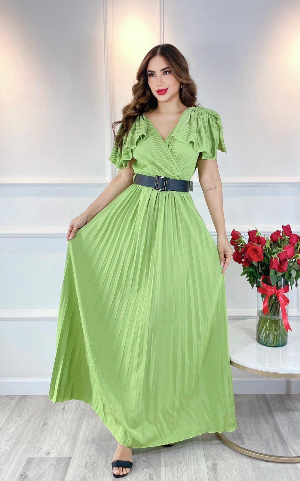 Vestido Largo Plisado Lady Glam – Elegancia Atemporal que Enamora 👗✨ - LA MISS ELEGANCE - Moda - Guapa, novidad, vestido, Vestido Dama, Vestido Falda Larga