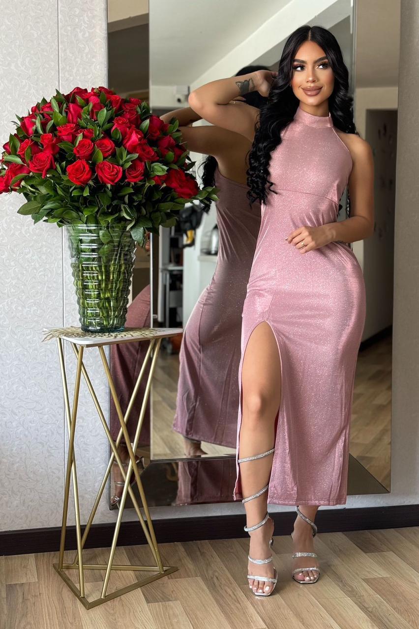 Vestido Largo con Fenda y Cuello Alto – La Elegancia que Define tu Silueta 👗💎 - LA MISS ELEGANCE - Moda - vestido, Vestido Dama, Vestido Falda Larga con Fenda