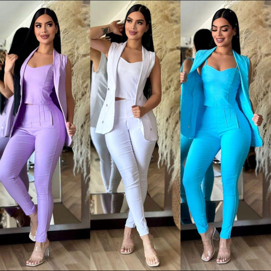 Conjunto Paris Chic 2025: Pantalón, Blusa y Chaleco – Estilo y Elegancia Atemporales 💎✨ - LA MISS ELEGANCE - Moda - chic, Con Chaleco, conjunto, Conjunto Dama, Conjunto Pantalón, Guapa, miss elegance 2025, new, novidad, Pantalon y chaleco