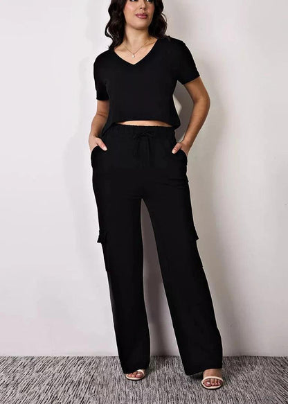 Conjunto Cargo Pantalona y Cropped Largo Miss Delux: Elegancia y Confort para Todas las Ocasiones 💖 - LA MISS ELEGANCE - Moda - conjunto