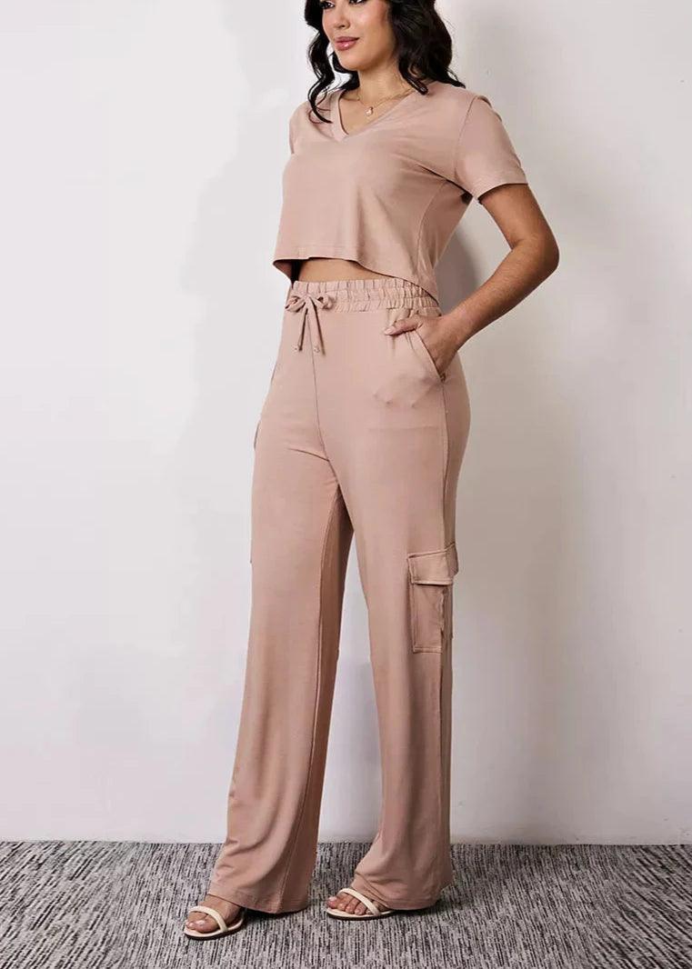 Conjunto Cargo Pantalona y Cropped Largo Miss Delux: Elegancia y Confort para Todas las Ocasiones 💖 - LA MISS ELEGANCE - Moda - conjunto