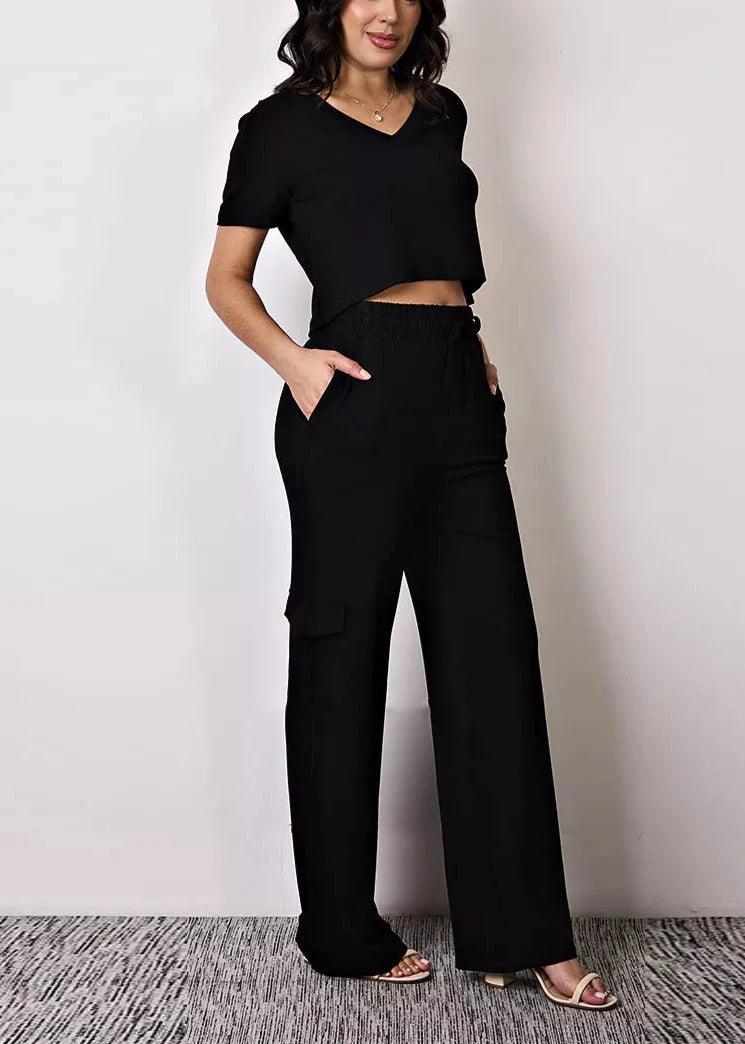 Conjunto Cargo Pantalona y Cropped Largo Miss Delux: Elegancia y Confort para Todas las Ocasiones 💖 - LA MISS ELEGANCE - Moda - conjunto