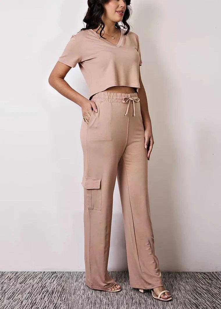 Conjunto Cargo Pantalona y Cropped Largo Miss Delux: Elegancia y Confort para Todas las Ocasiones 💖 - LA MISS ELEGANCE - Moda - conjunto