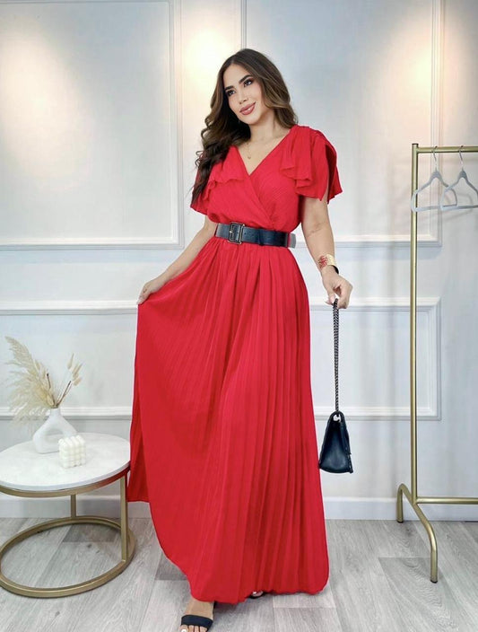 Vestido Largo Plisado Lady Glam – Elegancia Atemporal que Enamora 👗✨ - LA MISS ELEGANCE - Moda - Guapa, novidad, vestido, Vestido Dama, Vestido Falda Larga